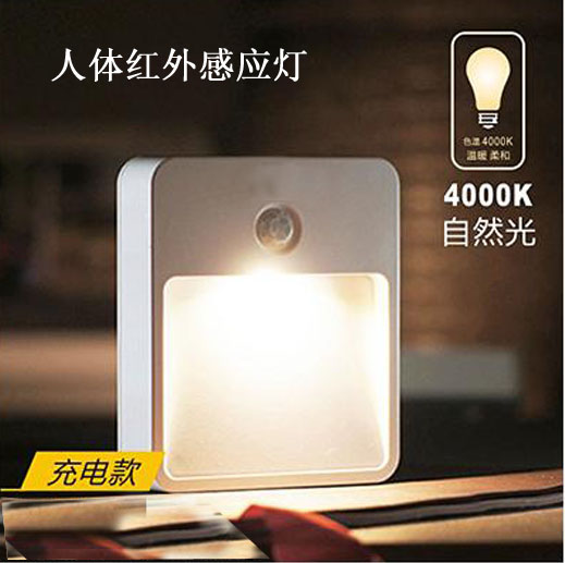 人体感应走廊楼梯过道墙脚壁灯充电小夜灯简易包装一月后恢复价格