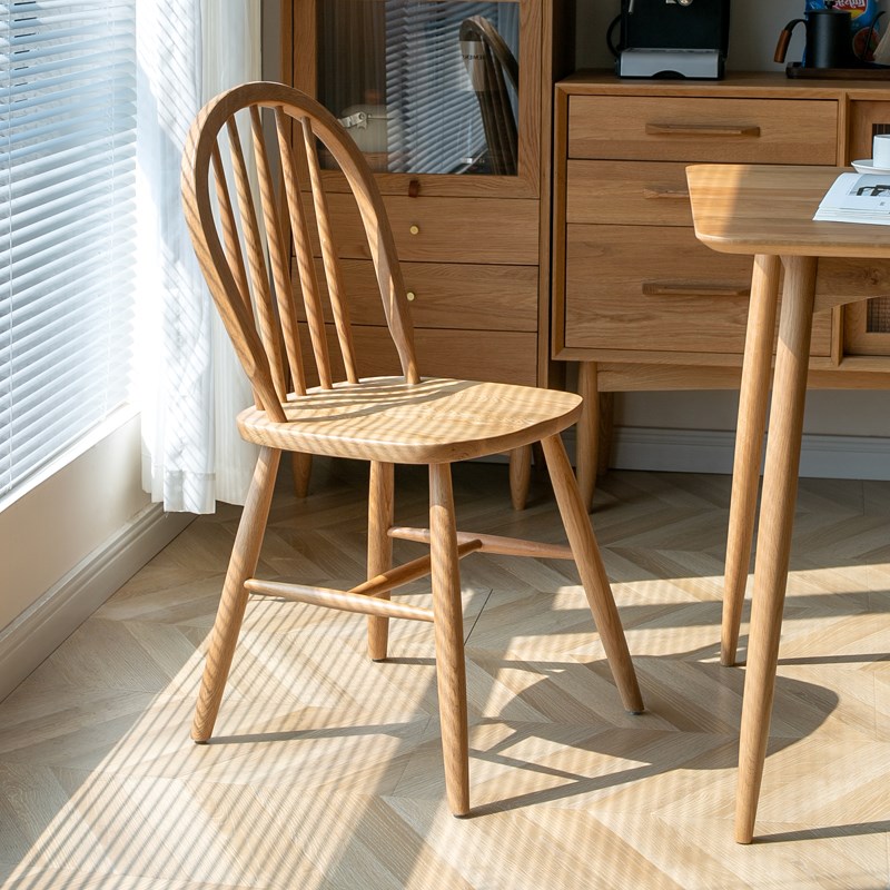 原点生活白橡木餐椅实木温莎椅子日式家用靠背樱桃木原木书桌凳子