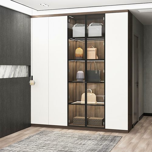 河南工厂一门到顶衣柜定制整体走入式衣帽间轻奢卧室衣橱定做