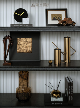 高级感轻奢书柜书架摆件客厅酒柜玄关黑金系装饰品样板间书房软装