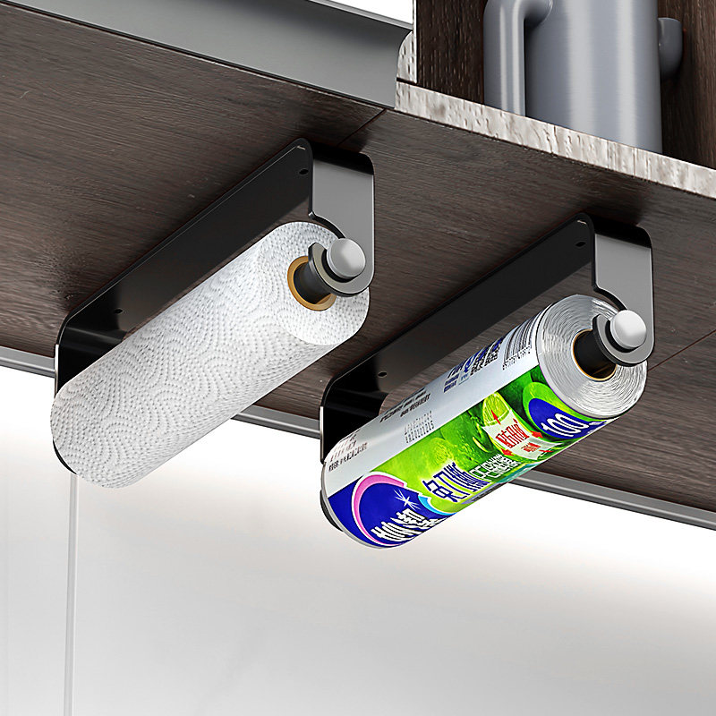 厨房纸巾架子免打孔保鲜膜袋抹布收纳卷纸吸油纸挂架壁挂,收纳整理,纸巾架,淘宝优惠券,粉丝福利购,淘宝优惠卷