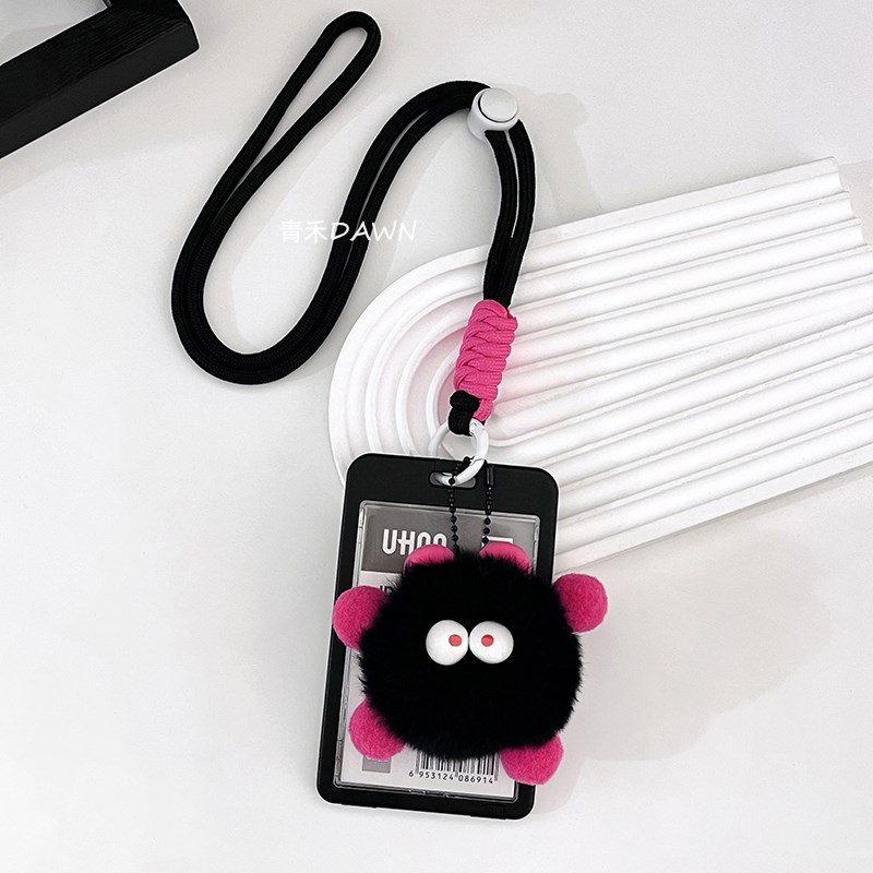 ins风可爱煤球挂脖卡套公交饭卡校园卡门禁明星卡片工牌透明卡包