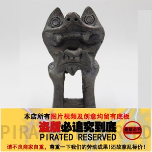 剑川土陶黑陶平房送礼家居装饰云南瓦猫烟灰缸可爱风