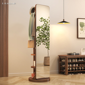 穿衣镜挂衣架一体家用落地镜可旋转卧室衣帽间试衣镜全身镜子