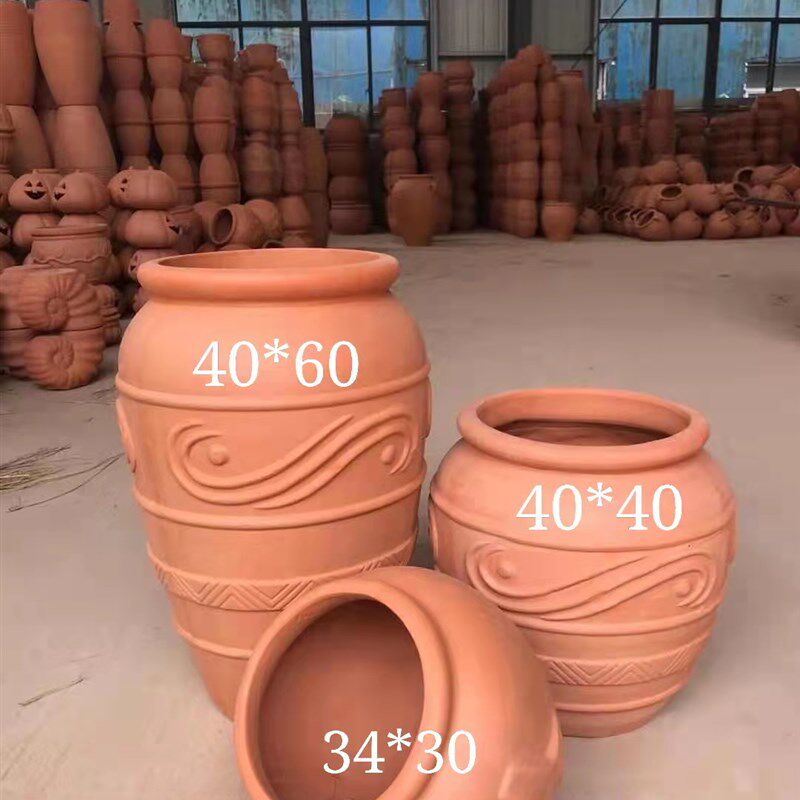 户外园林景观陶罐花盆组合别墅庭院土陶个性简约红陶花盆