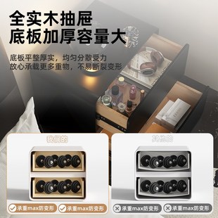 实木床头柜轻奢高级感p黑色小柜子简约现代家用卧室极简储物收纳
