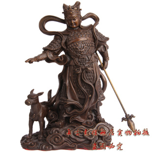 真古意 二郎神摆件杨戬二郎真君铜神像 哮天犬 工艺品吉祥摆件