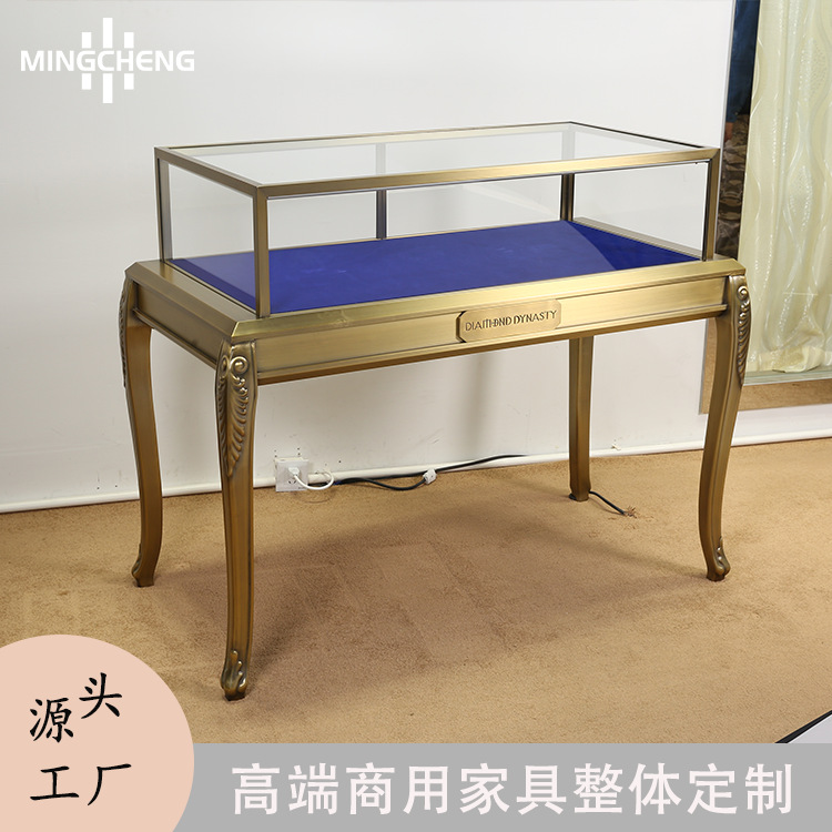 供应珠宝店面首饰展示柜轻奢不锈钢展柜方形独立饰品中岛陈列柜台