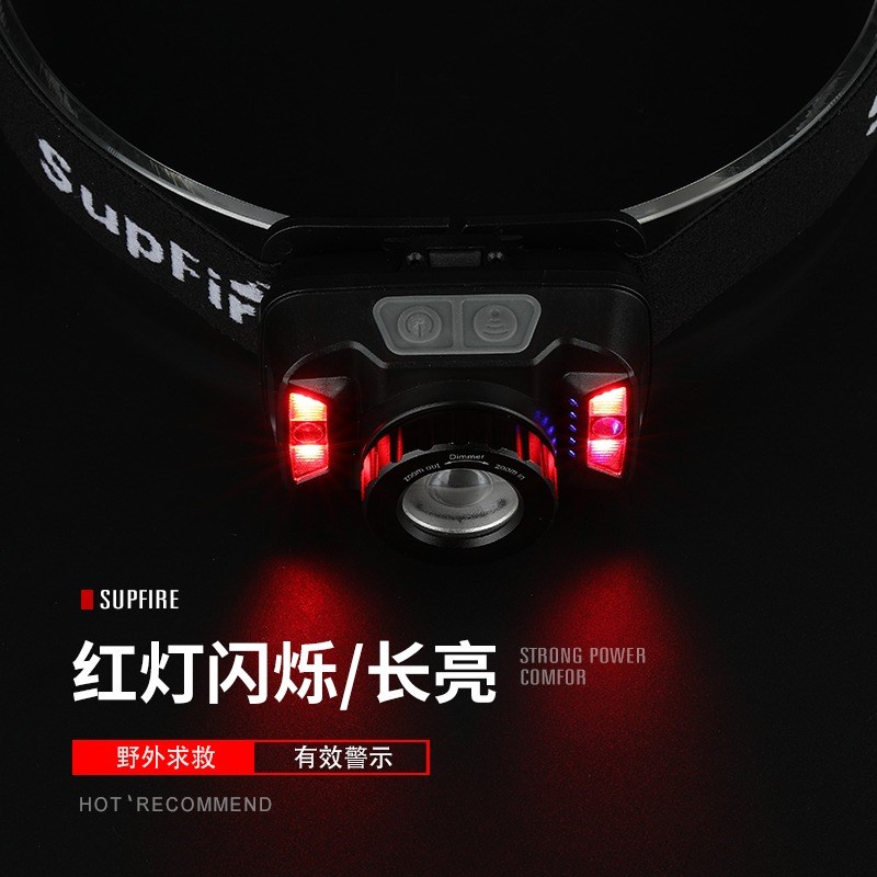 神火HL18强光充电超亮感应头灯变焦户外夜钓钓鱼W头戴式手电筒