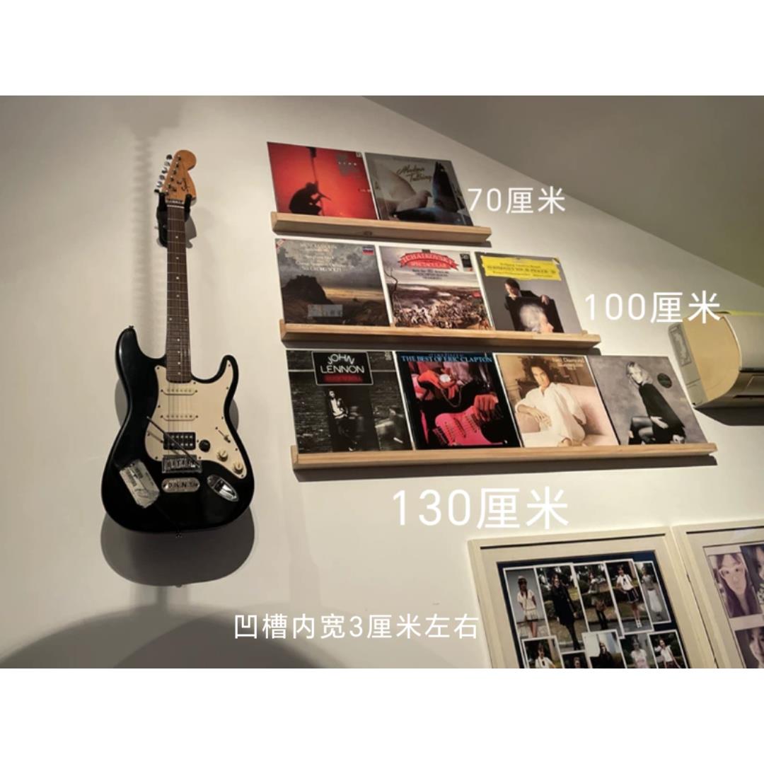 实木桐木LP黑胶唱片墙碟片CD收纳壁挂木条架墙上一字隔板照片墙