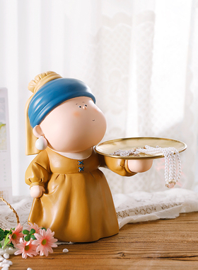 大美术馆大艺术家玄关放钥匙收纳进门托盘酒柜家居装饰品