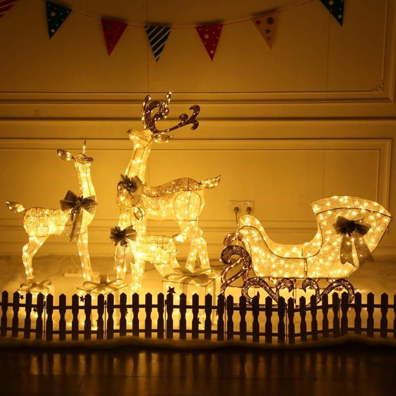 圣诞节发光麋鹿拉车铁艺圣诞老人大型雪橇车雪人装饰场景布置,节庆用品/礼品,圣诞鹿,淘宝优惠券,粉丝福利购,淘宝优惠卷