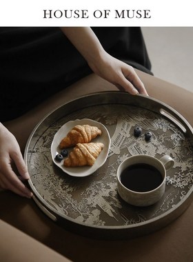 缪斯家 东方古韵金枝银庭中式托盘香薰蜡烛果盘收纳