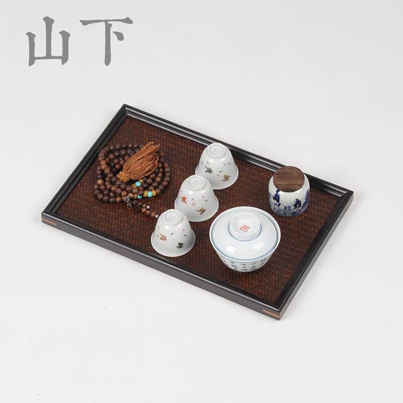 竹制茶杯架收纳奉茶盘竹编茶托盘席面竹杯托功夫茶具茶道干泡盘子