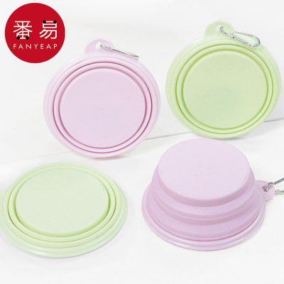 宠物折叠碗A1pq301-硅胶碗狗碗宠物折叠碗带挂钩随身携带中小型