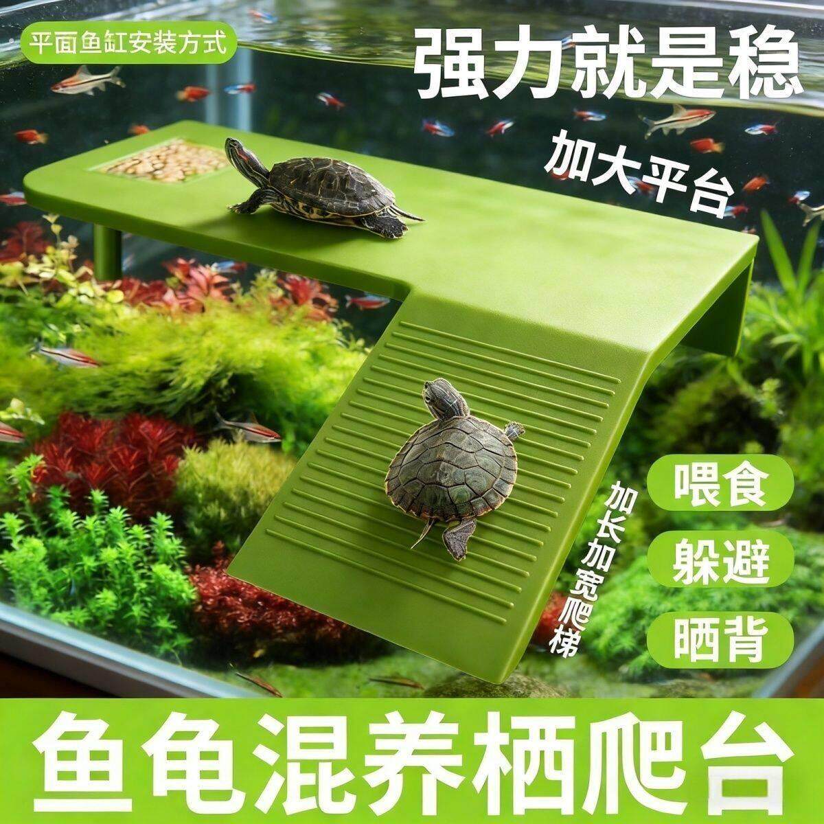 乌龟晒台爬栖息台养大乌龟专用晒龟台龟爬梯板爬台晒背台爬坡龟缸