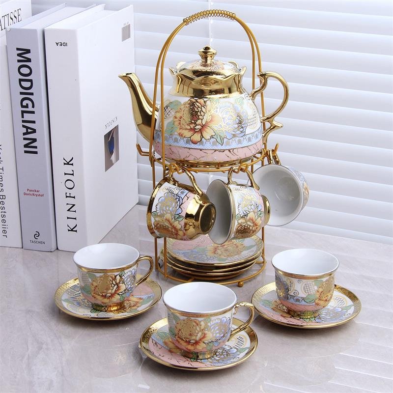 欧式复古咖啡杯套装杯碟陶瓷英式13件套茶杯法式餐厅酒吧杯子跨境
