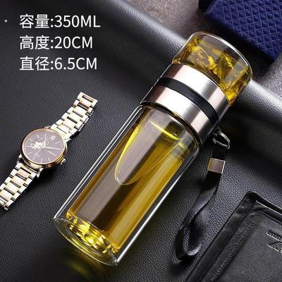 茶水分离杯450ml双层玻璃杯礼品杯子保温杯