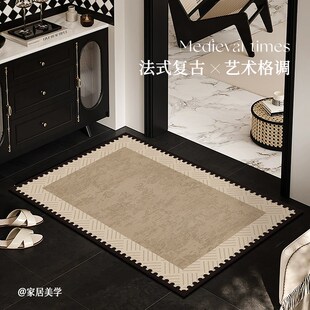 中古风入户门地垫高级感门口进门垫子玄关家用地毯耐脏可剪裁 法式