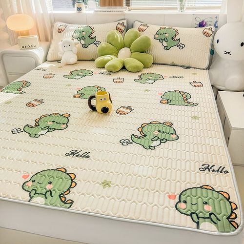 夏季冰丝乳胶凉席三件套宿舍卡通学生单人可水机洗空调席夏凉软席