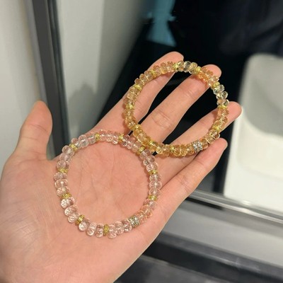 天然黄水晶刻面盘珠暴富算盘手串