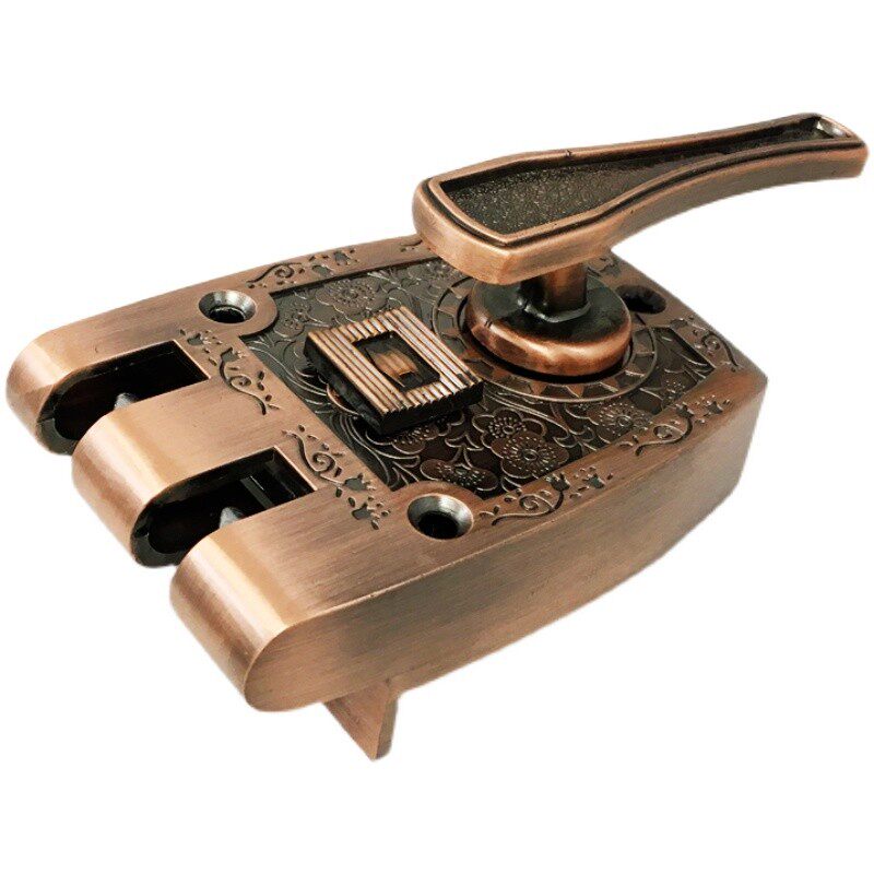 农村老式双开木门锁双扇门虎齿锁单开大铁门N老虎锁古铜色门自动