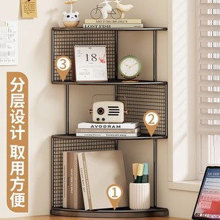 桌面简易转角置物架办公室工位拐角小H型收纳书柜桌上多层三角书