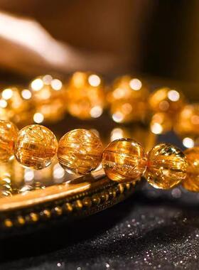 钛晶新款上市手链珠算盘金发晶手串女巴西老矿天然黄水晶男女送礼