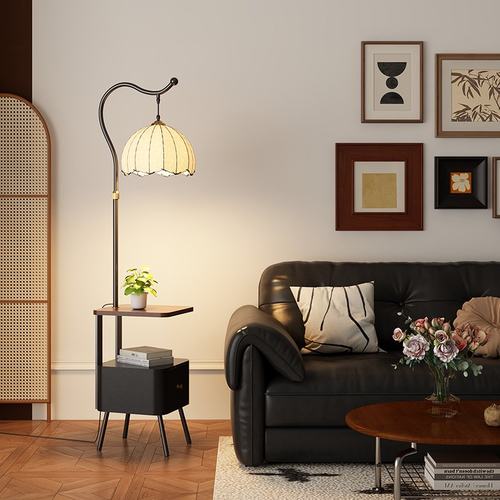 中古风卧室床头柜台灯落地灯