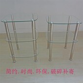 小茶几边桌角几钢化玻璃沙发边几双层花架子床边桌柜方形几架