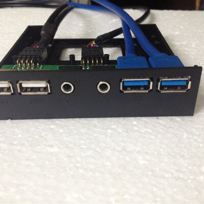 奇熊电脑机箱软驱位前置面板2口3.0 USB机箱扩展口带HD音频接口