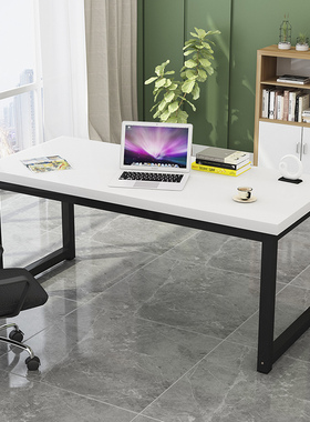 电脑台式桌双人钢木书桌简约现代卧室简易办公学习写字桌子