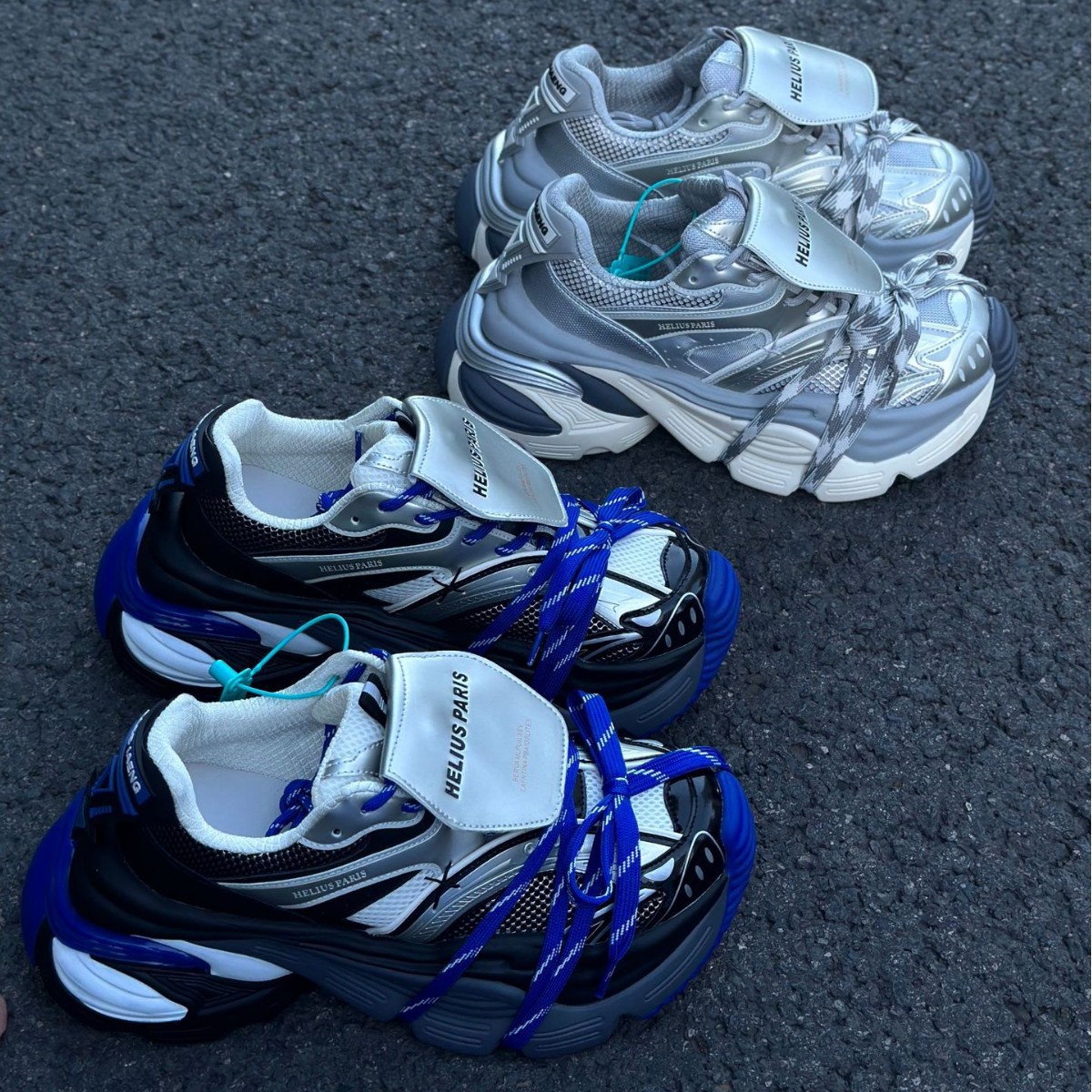 潮牌男鞋高级感克莱因蓝色老爹鞋情侣解构绑带运动鞋【D9908】