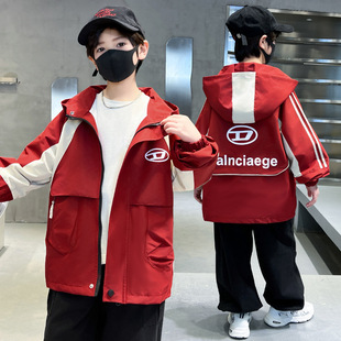 春季童装男童春秋外套2025新款儿童春装冲锋衣中大童男孩酷帅春款