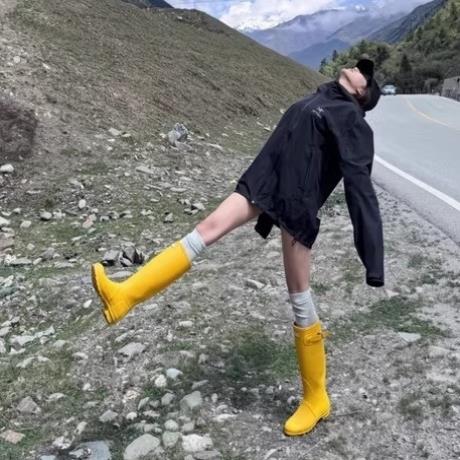 雨靴搭配专用袜子女长筒袜美式小腿袜夏天袜套靴子灰色长袜雨鞋