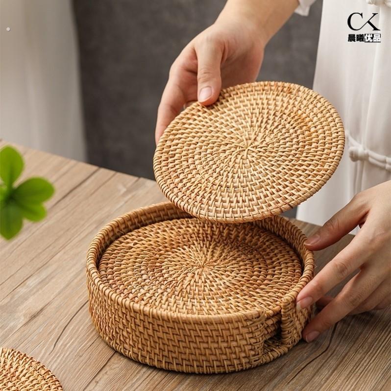 手工藤编织隔热垫家用餐垫盘碗垫砂锅垫杯垫茶杯垫壶垫防烫餐桌垫