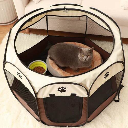 宠物帐篷八角笼围栏猫笼子可折叠猫笼超大家用猫窝四季通用猫产房