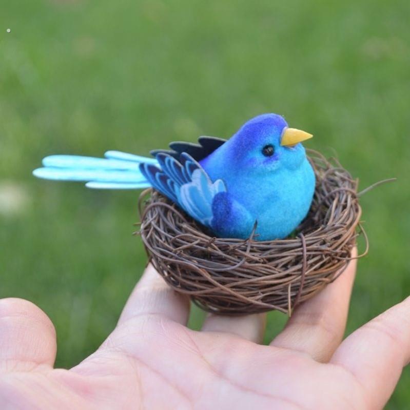 鹦鹉玩偶仿真小鸟 植绒爱情鸟 家居园林装饰鸟 橱窗摆件场景布置
