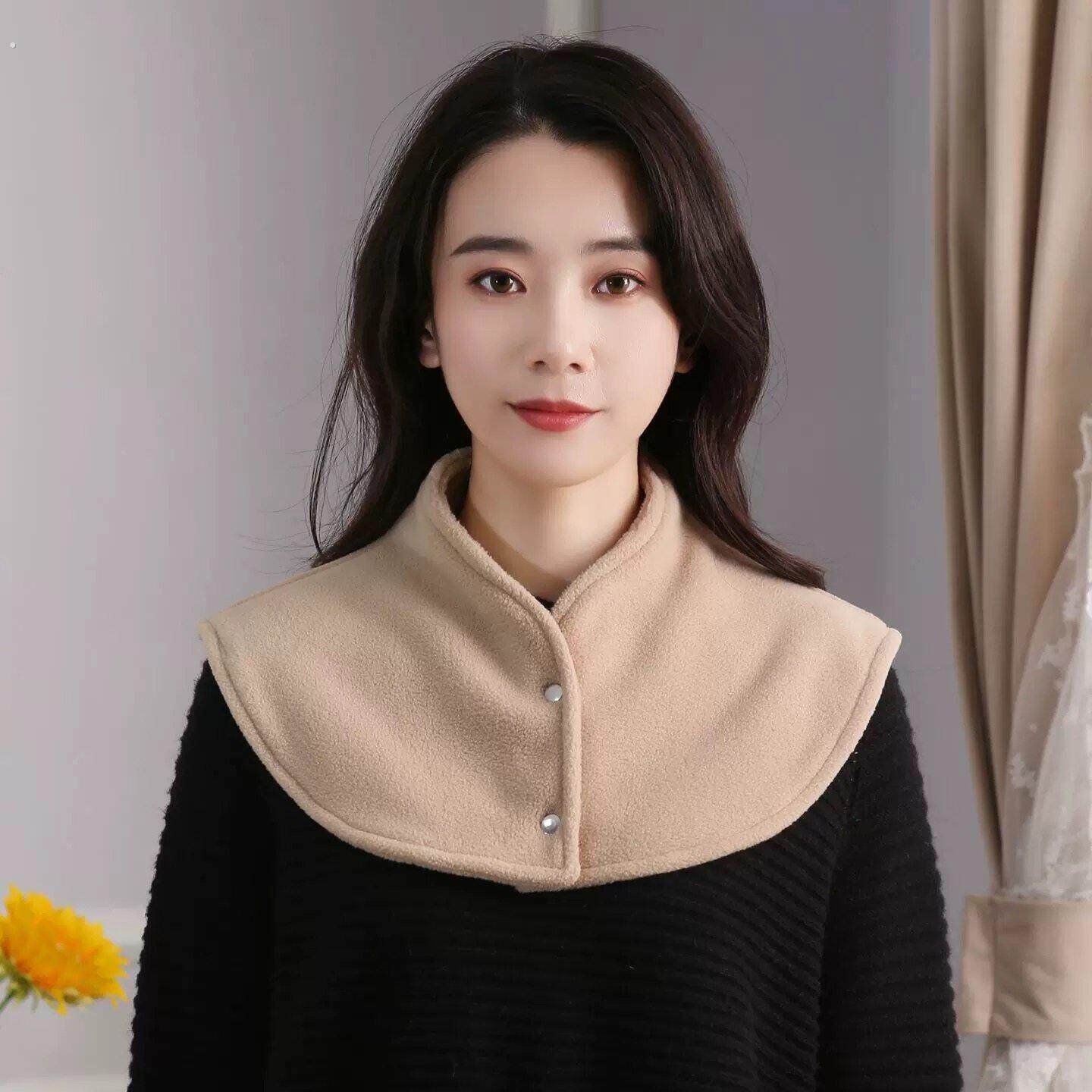 保暖护肩百搭假领子女睡觉保颈椎穿空调房坎肩大衣领绒内搭围脖套