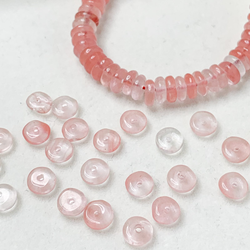 天然西瓜晶隔片6*2mm隔珠配珠散珠垫片西瓜红算盘珠编绳水晶配件