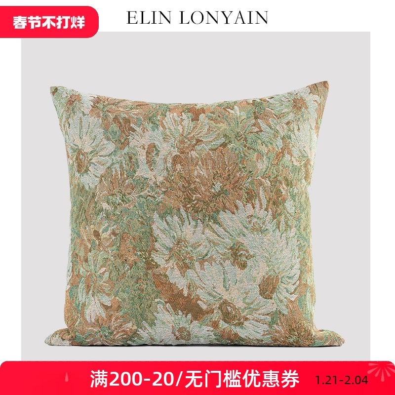 珑衍家居现代简约梵高向日葵油画靠垫抱枕样板房方枕