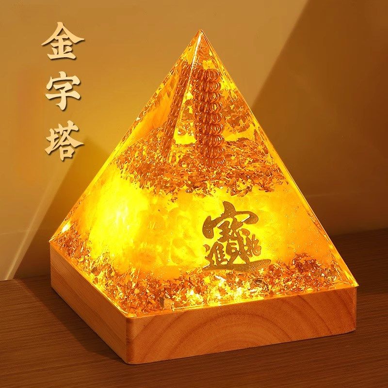 【八方来财】甲戌巨招财天然黄晶吸金金字塔家居室品