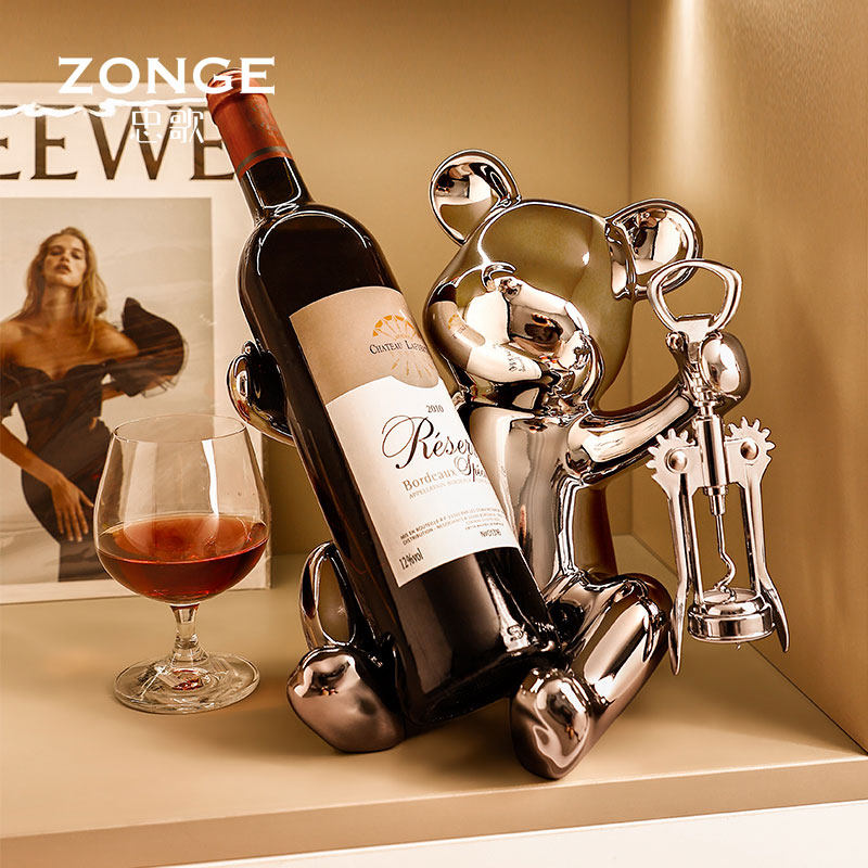 创意暴力熊红酒架高档陶瓷现代家居客厅酒架酒柜软装饰品,家居饰品,装饰摆件,淘宝优惠券,粉丝福利购,淘宝优惠卷