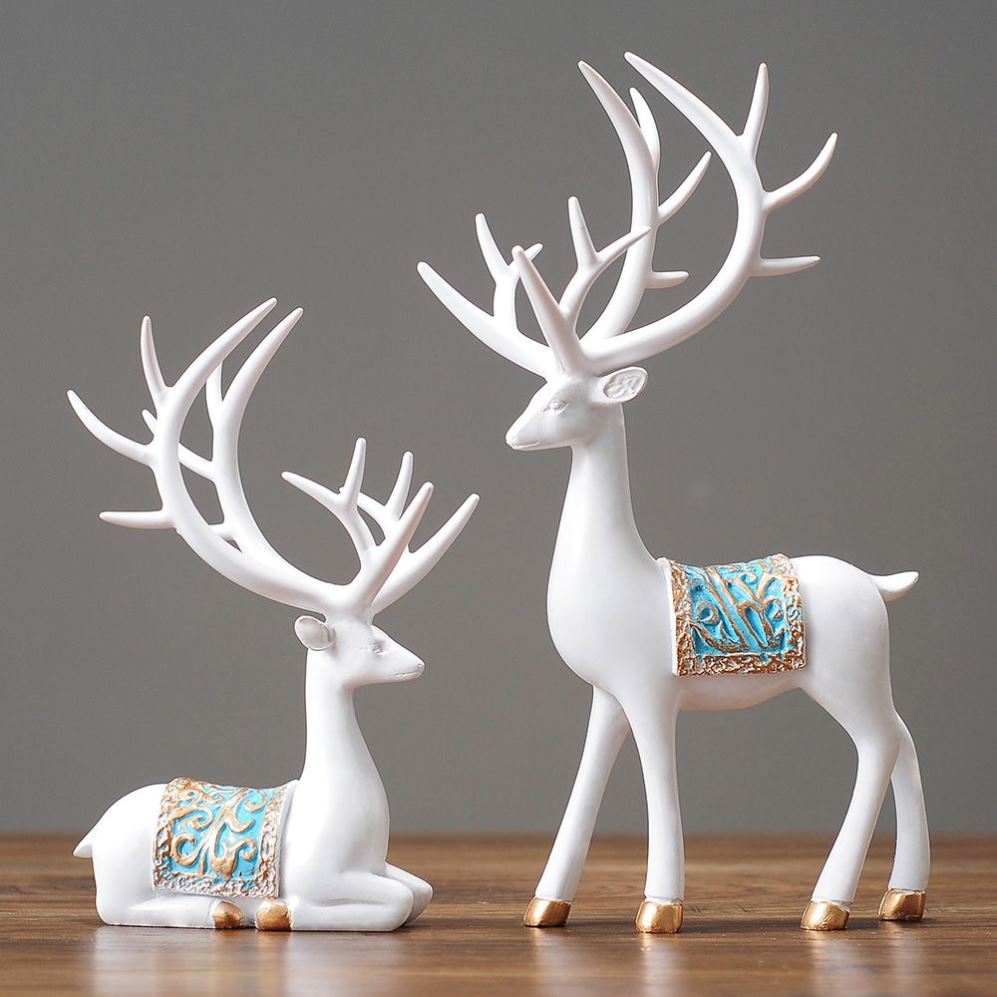 创意现代家居装饰品鹿摆件时钟客厅电视柜酒柜玄关隔断办公室桌面