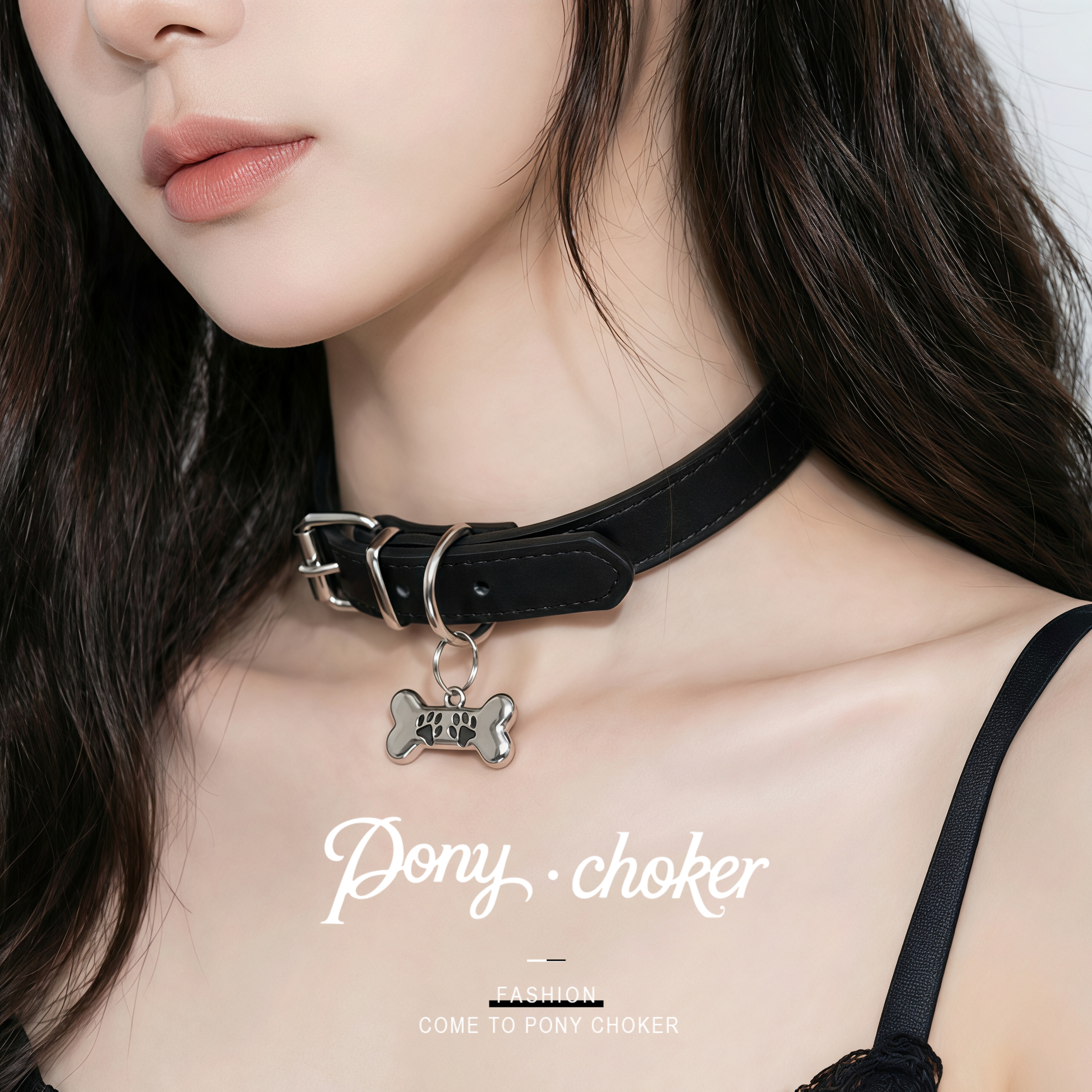 项链项圈牵引绳甜酷朋克风辣妹骨头小狗女y2kchoker脖颈环配饰