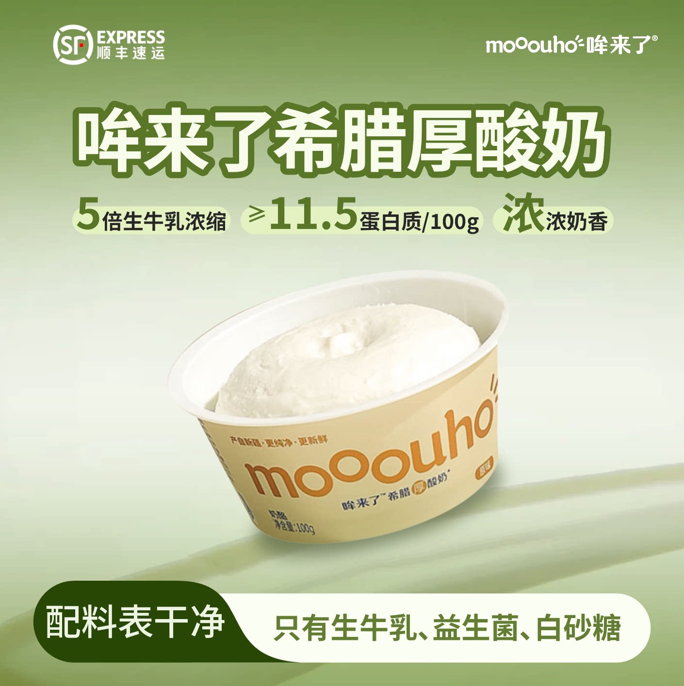 哞来了希腊厚酸奶高蛋白原味/0蔗糖5倍浓缩低温冷萃干噎酸奶