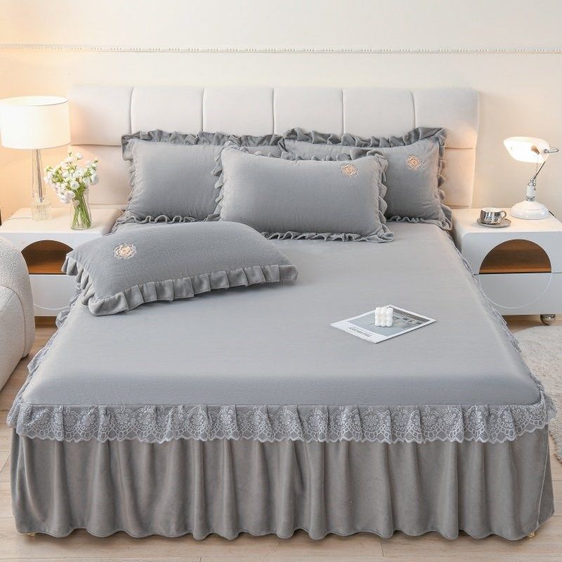 床裙单件珊瑚绒加绒床罩冬季保暖花边床单带裙边床围法兰绒,床上用品,床裙,淘宝优惠券,粉丝福利购,淘宝优惠卷