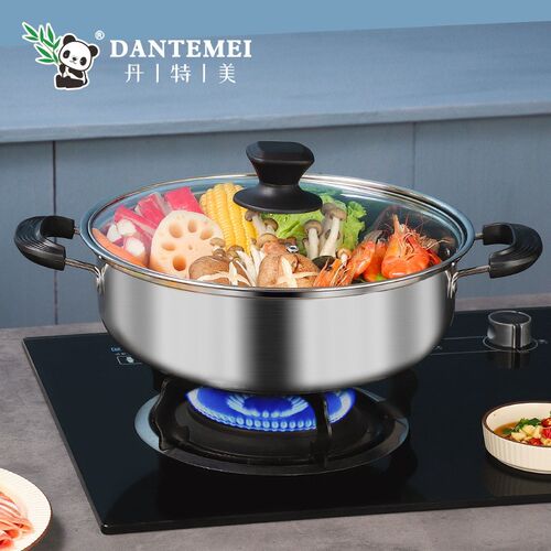不锈钢鸳鸯锅加厚无磁火锅盆28CM汤锅电磁炉专用礼品
