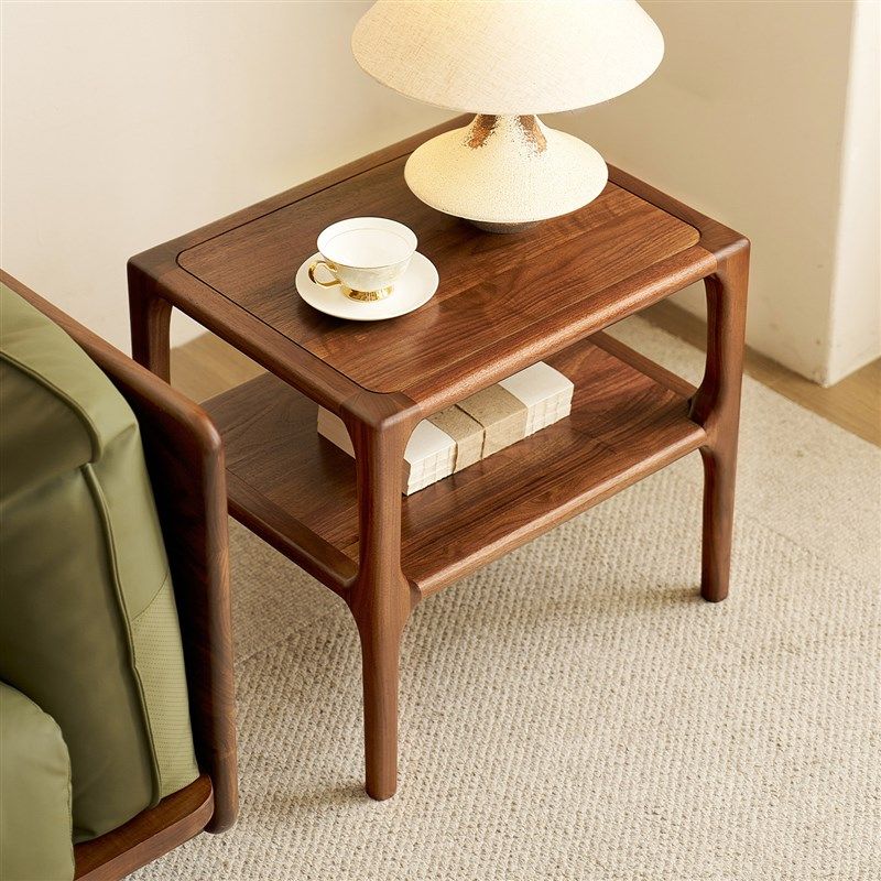 北美黑胡桃木沙发边几现代简约小桌子客厅边桌实木双层小茶几方几,住宅家具,角几/边几,淘宝优惠券,粉丝福利购,淘宝优惠卷
