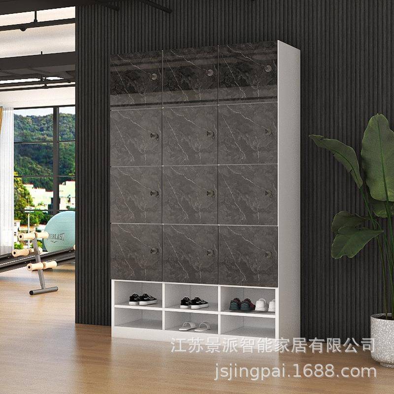 灰色大理石新款员工更衣柜木质健身房美容理发店储物洗浴室存包柜